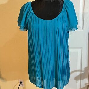 Zac & Rachel Teal Pleated Blouse